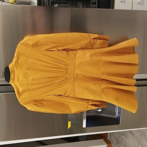 💕ACLER💕 Lewis Shirt Dress ~ 100% Colton Puff Sleeves Mini Dark Gold US 2 - Picture 9 of 14